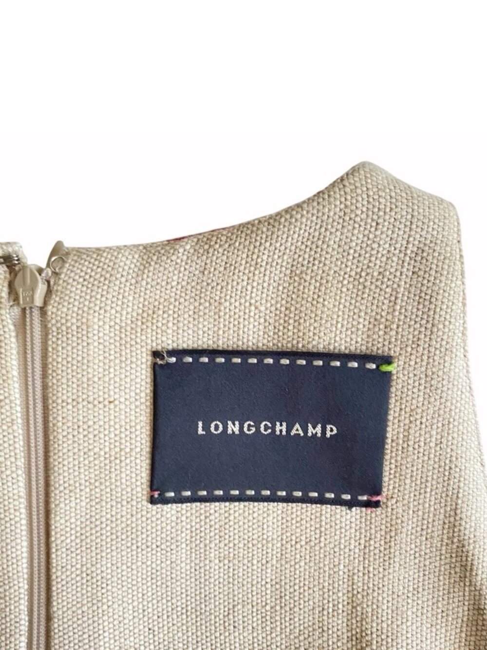 Longchamp Red and Cream Geometric Shift Dress - Picture 4 of 6